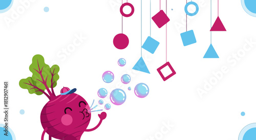 A Cheerful Beetroot Creates Colorful Shapes, Perfect For Joyful And Playful Designs