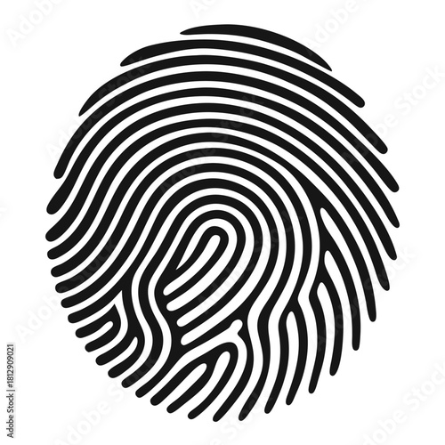 Black Fingerprint Graphic with Detailed Ridges thumbprint