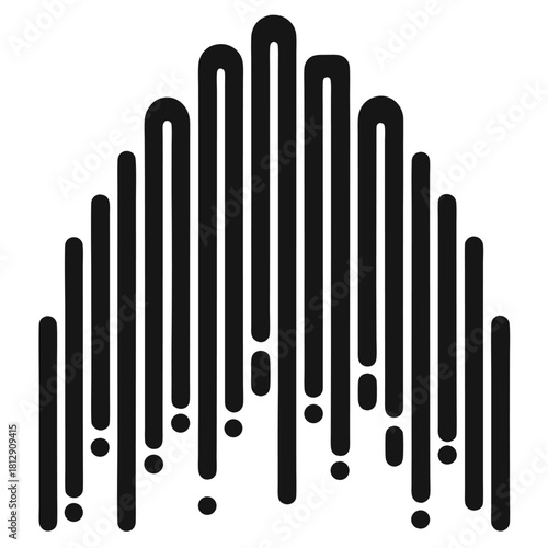 Black Stylized Archway Shape with Rounded Lines and Circles Keywords: abstract, black, white