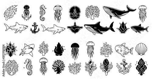 Dive into ocean life with this stunning sea creature collection for your next design project
