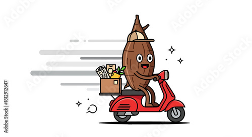 A Cheerful Root Vegetable Delivers Groceries By Scooter With Speed And Efficiency