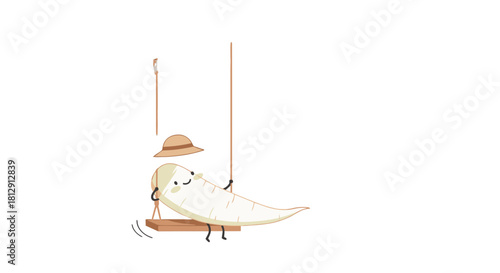 A Cheerful Root Vegetable Reclines On A Swing And Enjoys Its Solitary Relaxation