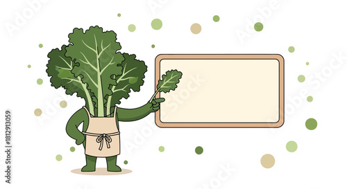 A Creative Cartoon Character Showing A Signboard, Healthy Food Concept Isolated On Black