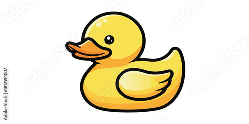 Playful illustration of a classic rubber duck with smooth gradients, bold outlines, and bright friendly colors.