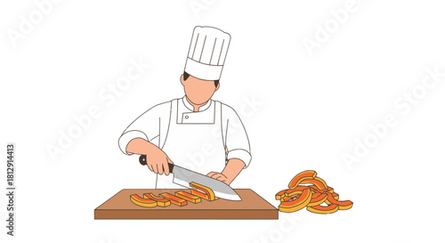 A Chef Expertly Slicing Vegetables for Culinary Creations in a Kitchen Setting.