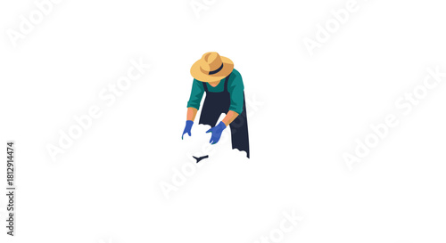 A Farmer Working Outdoors, Cultivating Soil Under A Sunny Sky During Planting Season