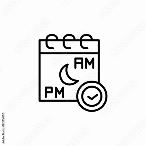 calendar am pm icon sign vector