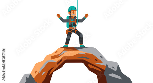 A Person Celebrates Victory On Top Of Rock Formation During Nighttime Adventure