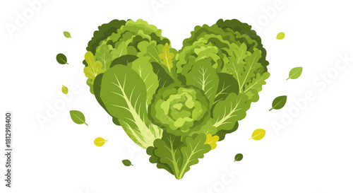 A Heart Composed Of Fresh Green Lettuce Depicting Health Wellbeing and Vitality