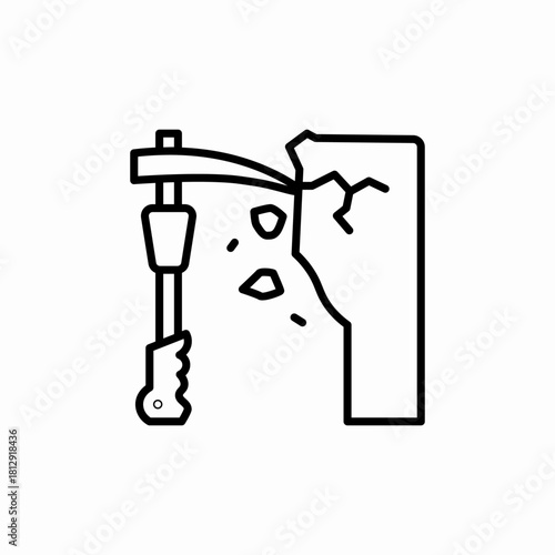 pickaxe stone icon sign vector