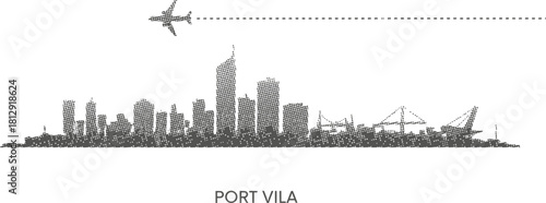 Port Vila Skyline with Airplane