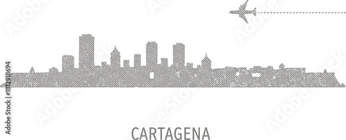 Cartagena Skyline with Airplane Silhouette