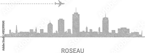 Roseau City Skyline with Airplane Icon