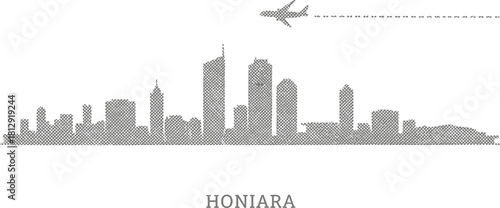 Honiara Skyline with Airplane and Contrail Mosaic