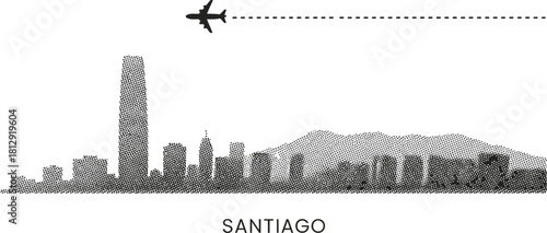 Santiago Skyline Airplane Travel Silhouette