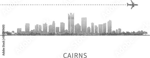 Cairns Skyline with Airplane Silhouette