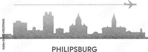 Philipsburg Skyline with Airplane Silhouette