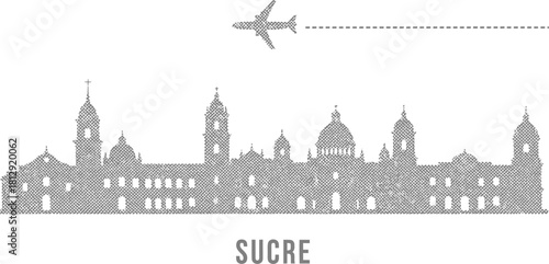 Sucre Skyline with Airplane Silhouette