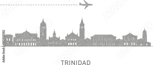 Trinidad Skyline and Airplane Silhouette