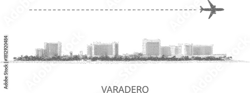 Varadero Skyline with Airplane Silhouette