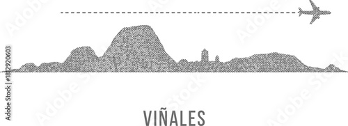 Viñales Cuba Skyline with Airplane Travel Icon
