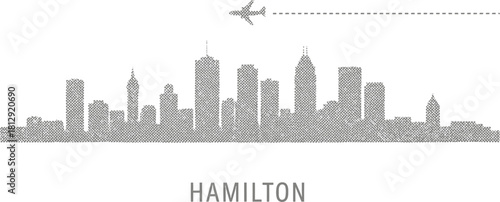 Hamilton Skyline Airplane Travel Destination Concept