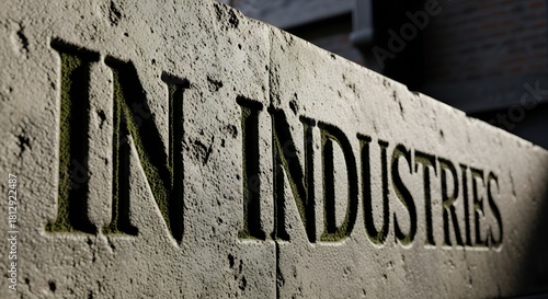 Fototapeta Naklejka Na Ścianę i Meble -  The lettering is carved deeply into the surface, giving it a bold and formal appearance.