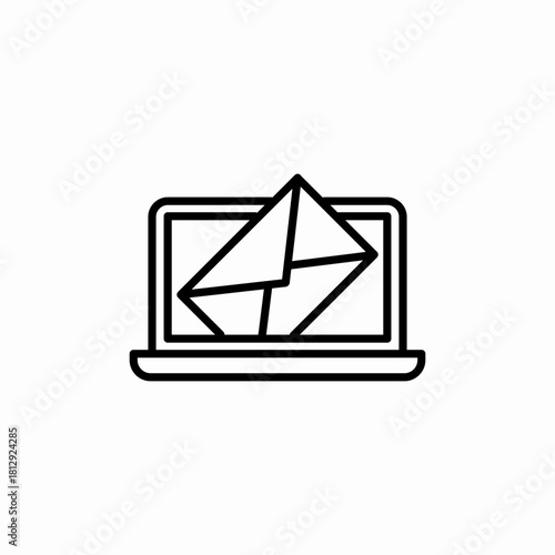 laptop mail icon sign vector