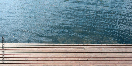 Closeup view of wooden pier...