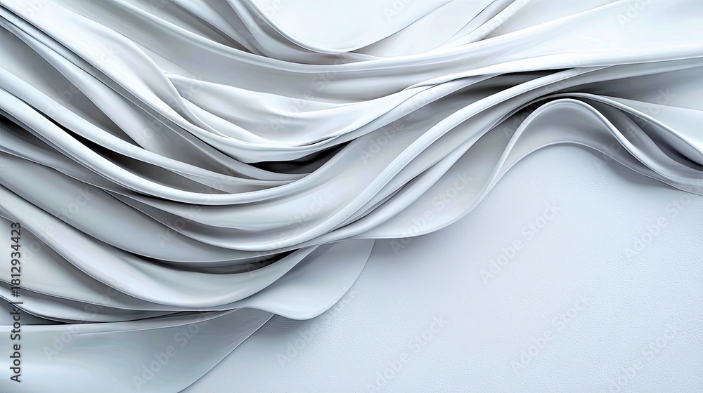 Obraz premium A close-up, abstract view of flowing white fabric with smooth curves and soft shadows, suggesting elegance and motion.