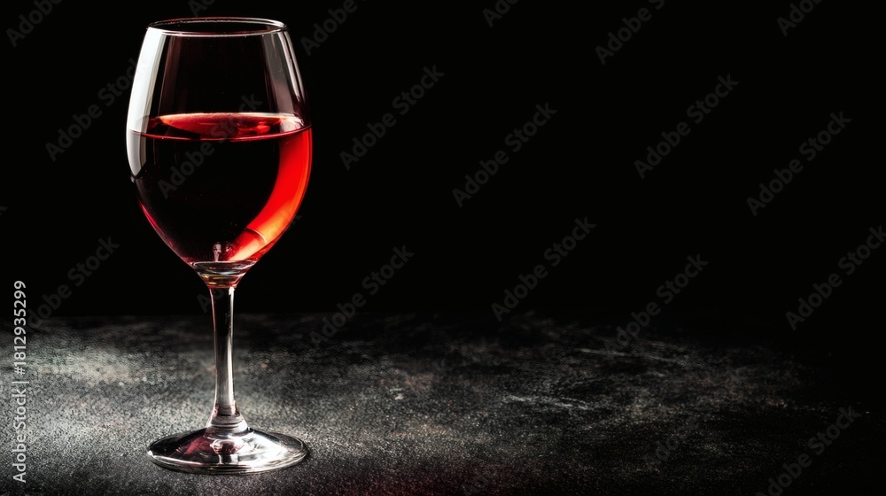 Naklejka premium directional. Red wine in elegant goblet glass, rich burgundy liquid, sophisticated dining atmosphere. bar promotions, beverage menus, designed for food & beverage menus and cafe branding.