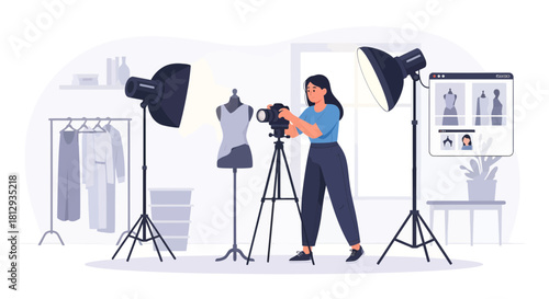Fashion Photographer at Work: Capturing Apparel Designs in a Studio Setting