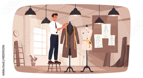 Artisan's Touch: A Tailor's Craft in the Design Studio of Fashionable Attire