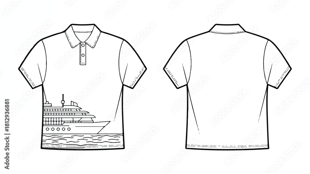 Naklejka premium Detailed technical fashion illustration showcasing garment design elements with color and font specifications