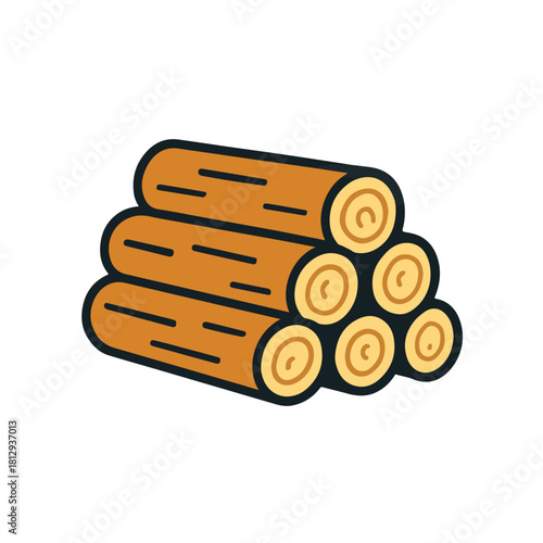 Firewood Illustration on White Background