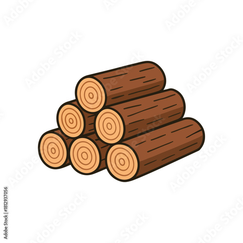 Firewood Illustration on White Background