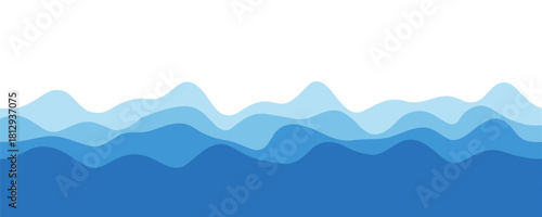 Water waves blue flow background vector image simple graphic illustration, abstract fluid wavy river pattern shape backdrop, ocean sea cartoon fun cute zigzag curve motion element, smoke decor .EPS 10