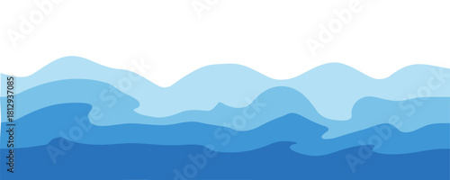 Water waves blue flow background vector image simple graphic illustration, abstract fluid wavy river pattern shape backdrop, ocean sea cartoon fun cute zigzag curve motion element, smoke decor .EPS 10