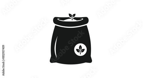 Sustainable farming icon featuring a sack with leaves perfect for organic food businesses and agricultural campaigns promoting eco friendly practices, Generative AI.