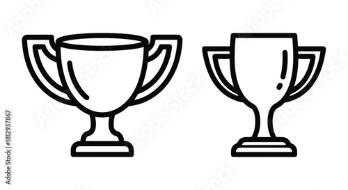 Celebrate success with these minimal trophy icons perfect for highlighting achievements or milestones in your next project or presentation design, Generative AI.