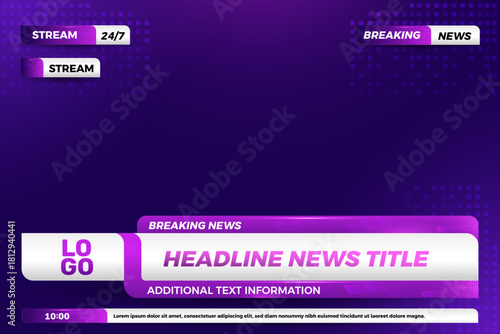 set news lower third banner for media channel and television