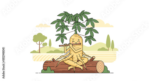 A Whimsical Root Serenade In Nature's Embrace: An Artistic Illustration