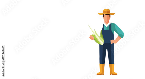 A Standing Farmer Showing Fresh Produce with Black Background is ready