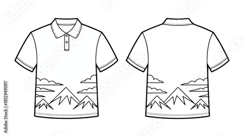 Detailed technical fashion illustration showcasing apparel design elements and construction techniques