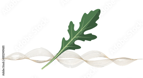 Abstract Leafy Design With Animated Golden Wave Element, Perfect for Botanical Themes