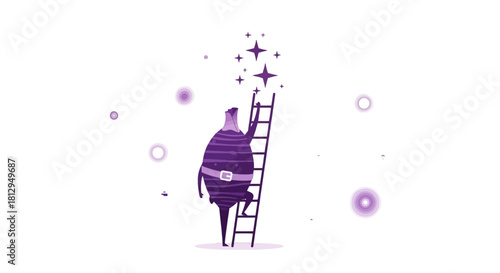 Abstract Person Reaching For Stars Depicted in a Surreal, Dreamlike Illustration