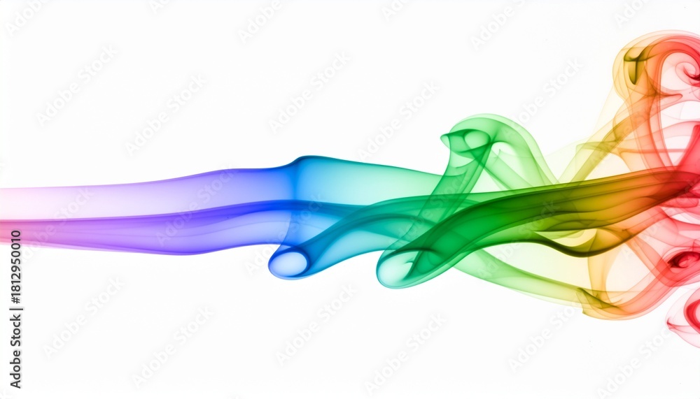 Fototapeta premium The Soft Helix. Abstract Background of Rainbow. A beautiful abstract 3D rendering of a single wide ribbon of rainbow smoke gently twisting on itself to form a soft elegant double helix (DNA) shape. 