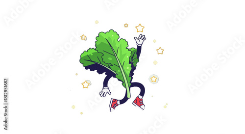 Animated Leaf Character Reaching For The Stars On A Jet Black Background