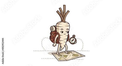 Adventurous Parsnip Explorer Navigating The World With Compass And Map