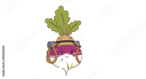 Adventurous Turnip Character Ready To Explore The World With A Smiling Expression